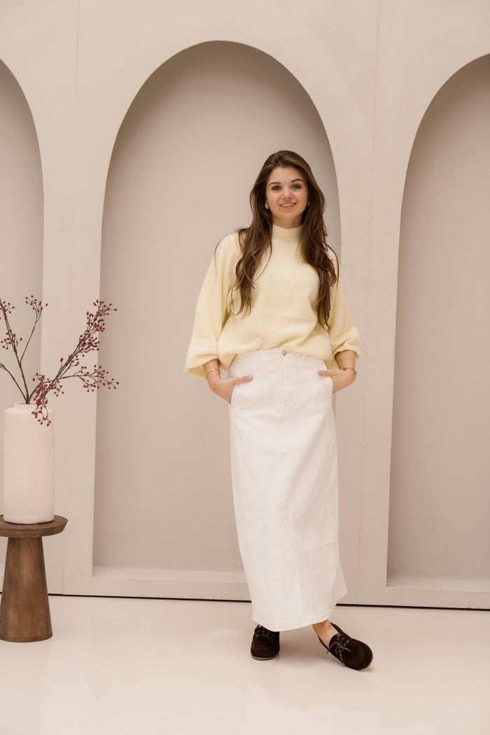 Alexia denim skirt white - Bij Keesje - Bij Keesje
