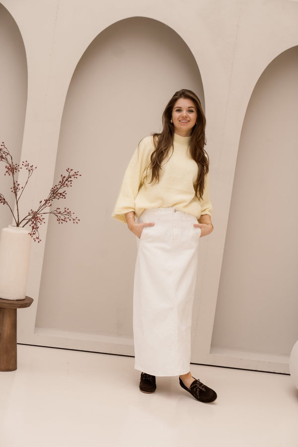 Alexia denim skirt white - Bij Keesje - Bij Keesje