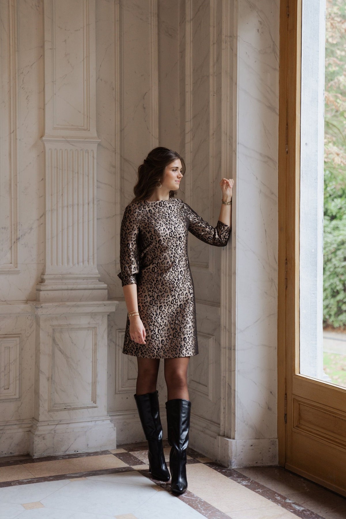 Alfa leopard dress gold black - Bij Keesje - Maere