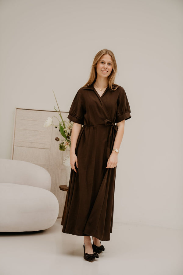 Aline wikkeljurk bruin - Bij Keesje - Bij Keesje - Jurk