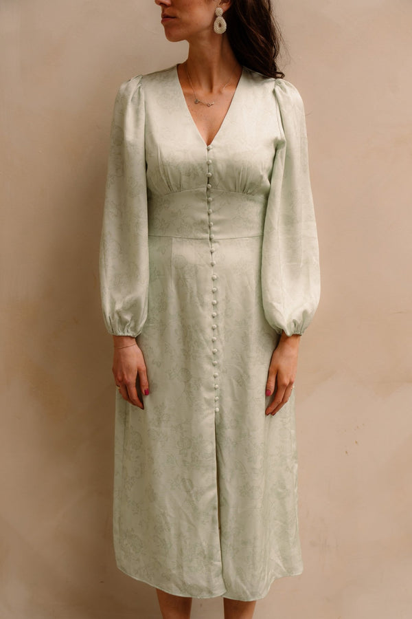 Alto pattern sateen dress light green - Bij Keesje - Neo Noir - Jurk