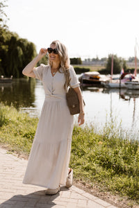 Alyssa knot dress beige - Bij Keesje - Bij Keesje - Jurk