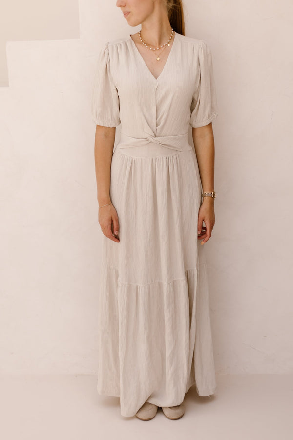 Alyssa knot dress beige - Bij Keesje - Bij Keesje - Jurk