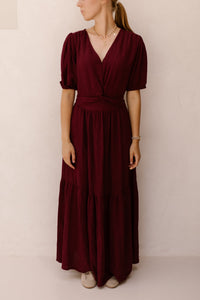 Alyssa knot dress bordeaux - Bij Keesje - Bij Keesje - Jurk