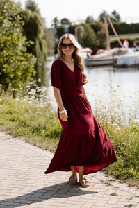 Alyssa knot dress bordeaux - Bij Keesje - Bij Keesje - Jurk
