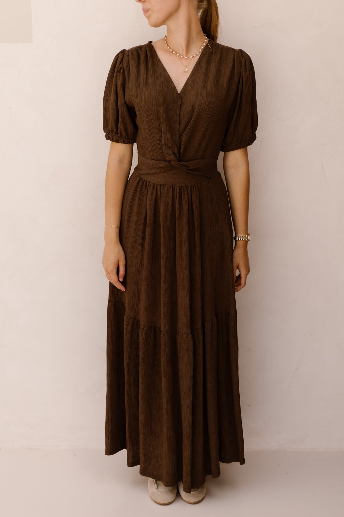 Alyssa knot dress brown - Bij Keesje - Bij Keesje - Jurk