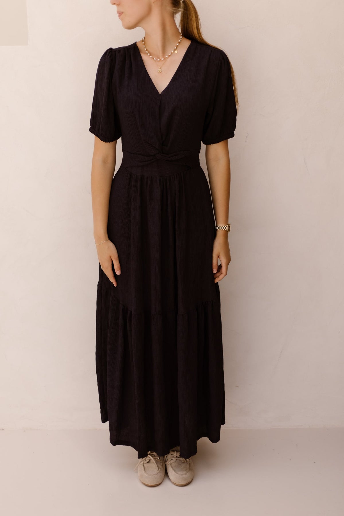 Alyssa knot dress darkblue - Bij Keesje - Bij Keesje - Jurk