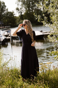 Alyssa knot dress darkblue - Bij Keesje - Bij Keesje - Jurk