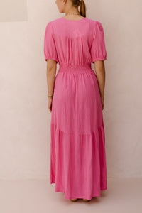 Alyssa knot dress fuchsia - Bij Keesje - Bij Keesje - Jurk