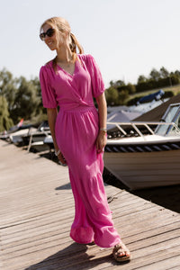 Alyssa knot dress fuchsia - Bij Keesje - Bij Keesje - Jurk