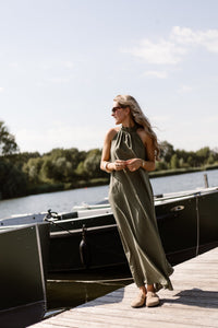 Amelia halter dress maxi army - Bij Keesje - Bij Keesje - Jurk