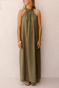 Amelia halter dress maxi army - Bij Keesje - Bij Keesje - Jurk