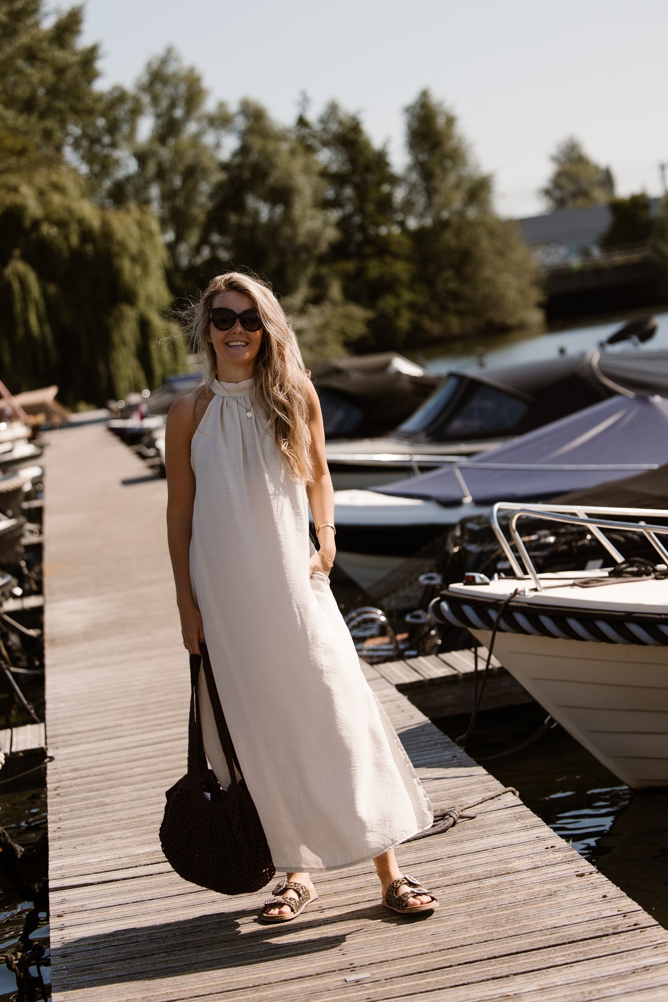 Amelia halter dress maxi beige - Bij Keesje - Bij Keesje - Jurk