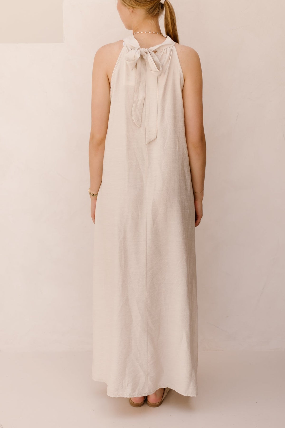 Amelia halter dress maxi beige - Bij Keesje - Bij Keesje - Jurk