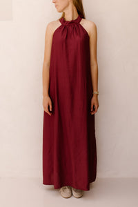 Amelia halter dress maxi bordeaux - Bij Keesje - Bij Keesje - Jurk
