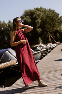 Amelia halter dress maxi bordeaux - Bij Keesje - Bij Keesje - Jurk