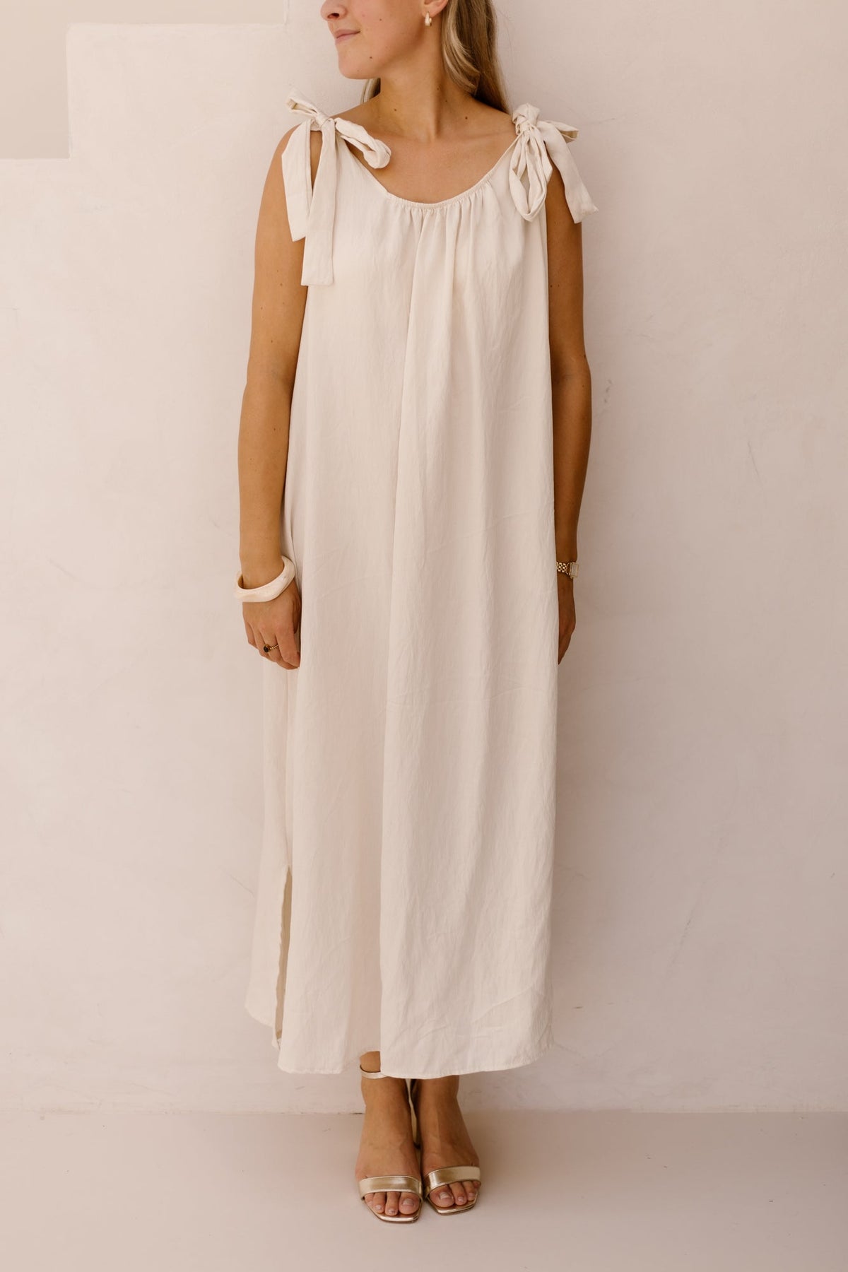 Amy bow dress beige - Bij Keesje - Bij Keesje - Jurk