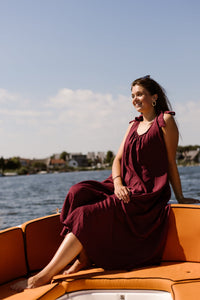 Amy bow dress bordeaux - Bij Keesje - Bij Keesje - Jurk