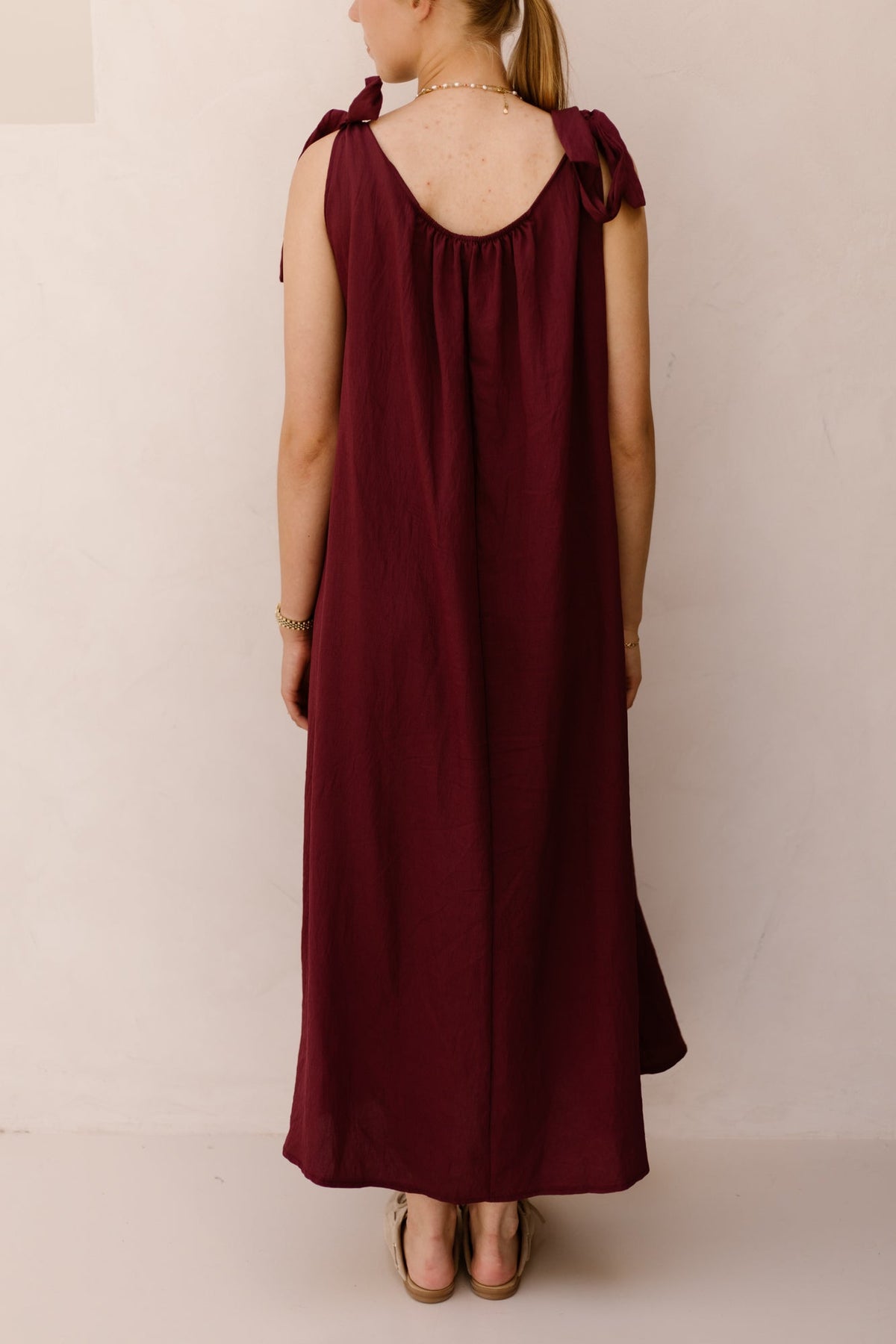 Amy bow dress bordeaux - Bij Keesje - Bij Keesje - Jurk