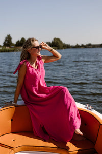 Amy bow dress fuchsia - Bij Keesje - Bij Keesje - Jurk