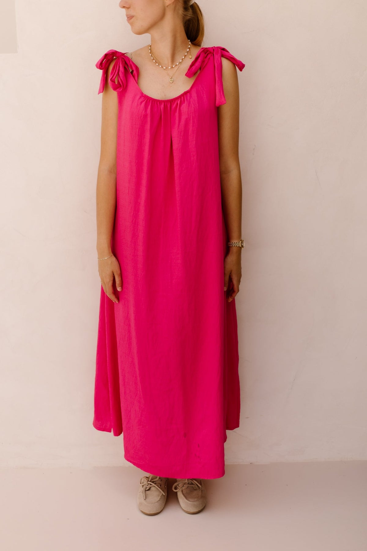 Amy bow dress fuchsia - Bij Keesje - Bij Keesje - Jurk