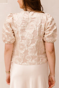 Amy jacquard top beige print - Bij Keesje - Bij Keesje The Label - top