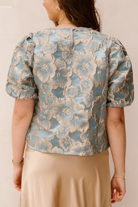 Amy jacquard top blue print - Bij Keesje - Bij Keesje The Label - top