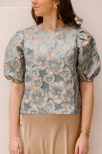 Amy jacquard top blue print - Bij Keesje - Bij Keesje The Label - top