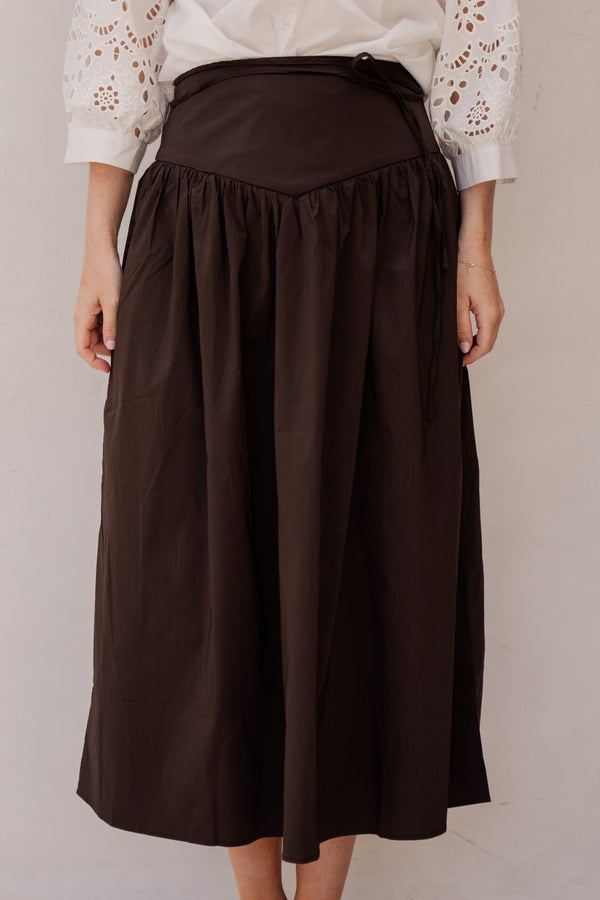 Anais Poplin Skirt Chocolate Brown - Bij Keesje - Neo Noir - rok