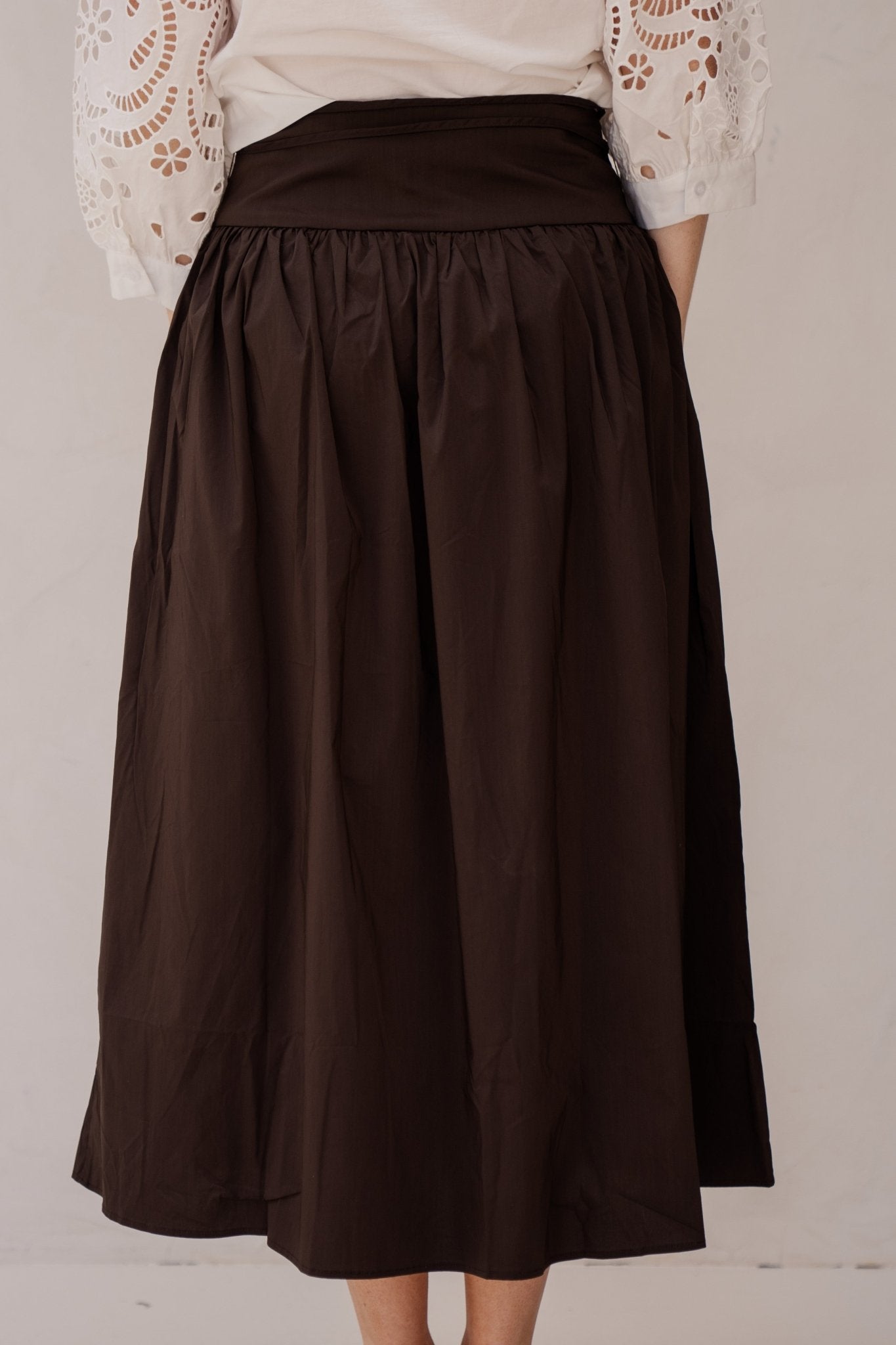 Anais Poplin Skirt Chocolate Brown - Bij Keesje - Neo Noir - rok