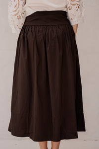 Anais Poplin Skirt Chocolate Brown - Bij Keesje - Neo Noir - rok