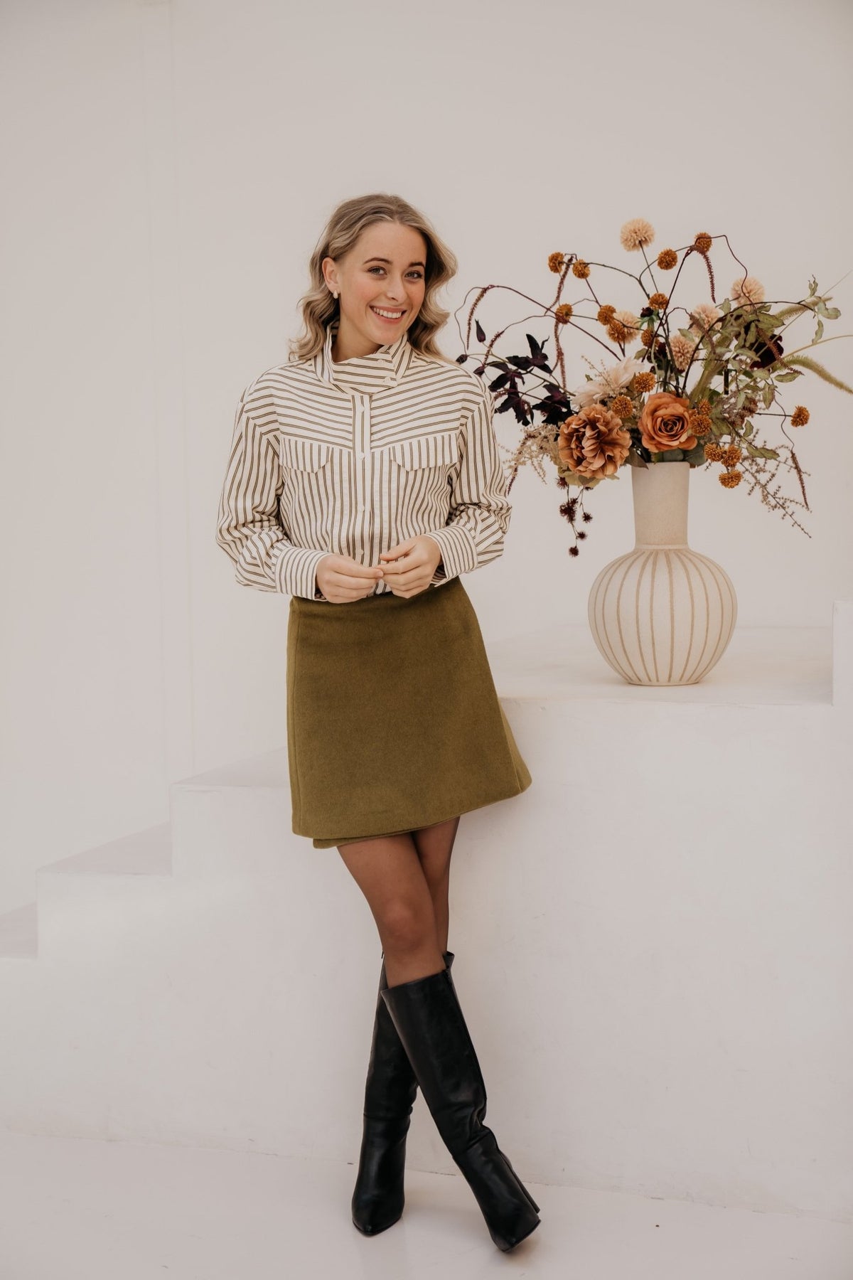 AndyCC stripe Pocket shirt Dusty Army - Bij Keesje - Co'couture - Blouse