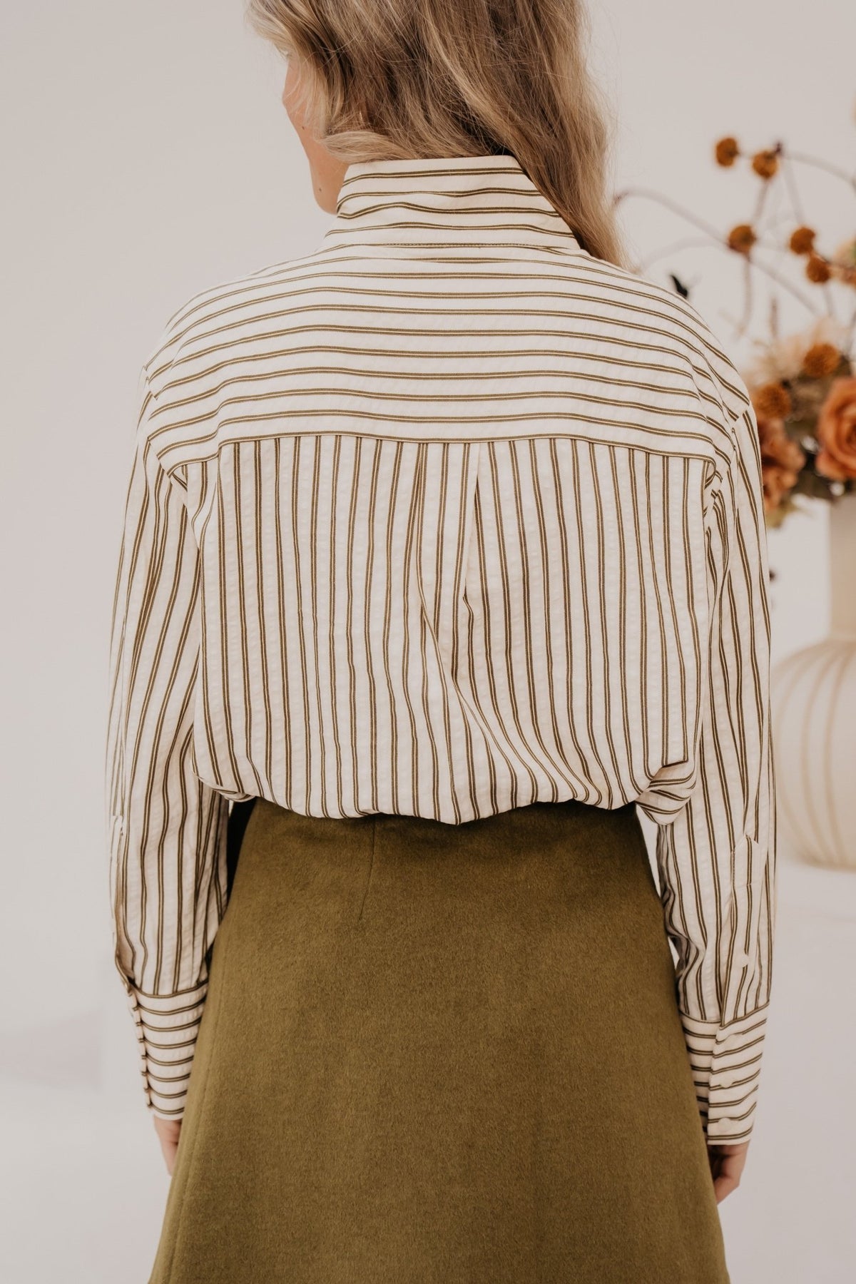 AndyCC stripe Pocket shirt Dusty Army - Bij Keesje - Co'couture - Blouse