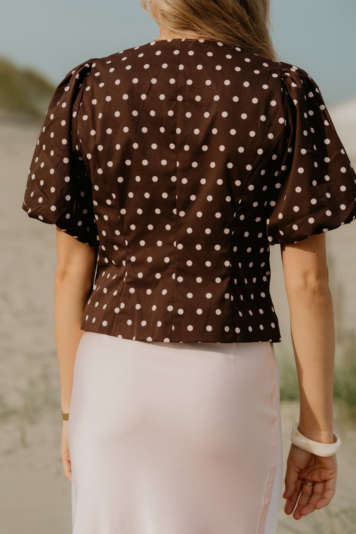 Anela Dot Blouse Brown - Bij Keesje - Neo Noir - Top