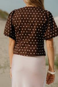 Anela Dot Blouse Brown - Bij Keesje - Neo Noir - Top