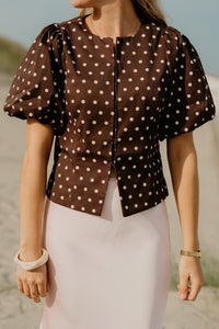 Anela Dot Blouse Brown - Bij Keesje - Neo Noir - Top