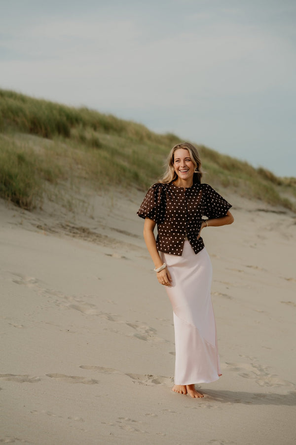 Anela Dot Blouse Brown - Bij Keesje - Neo Noir - Top