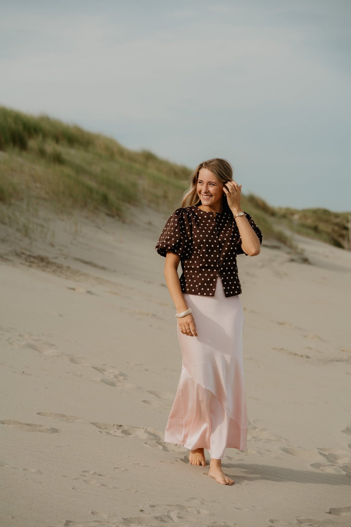 Anela Dot Blouse Brown - Bij Keesje - Neo Noir - Top