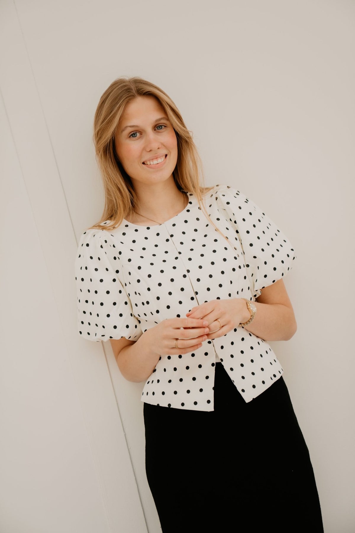 Anela dot blouse white - Bij Keesje - Neo Noir - Blouse