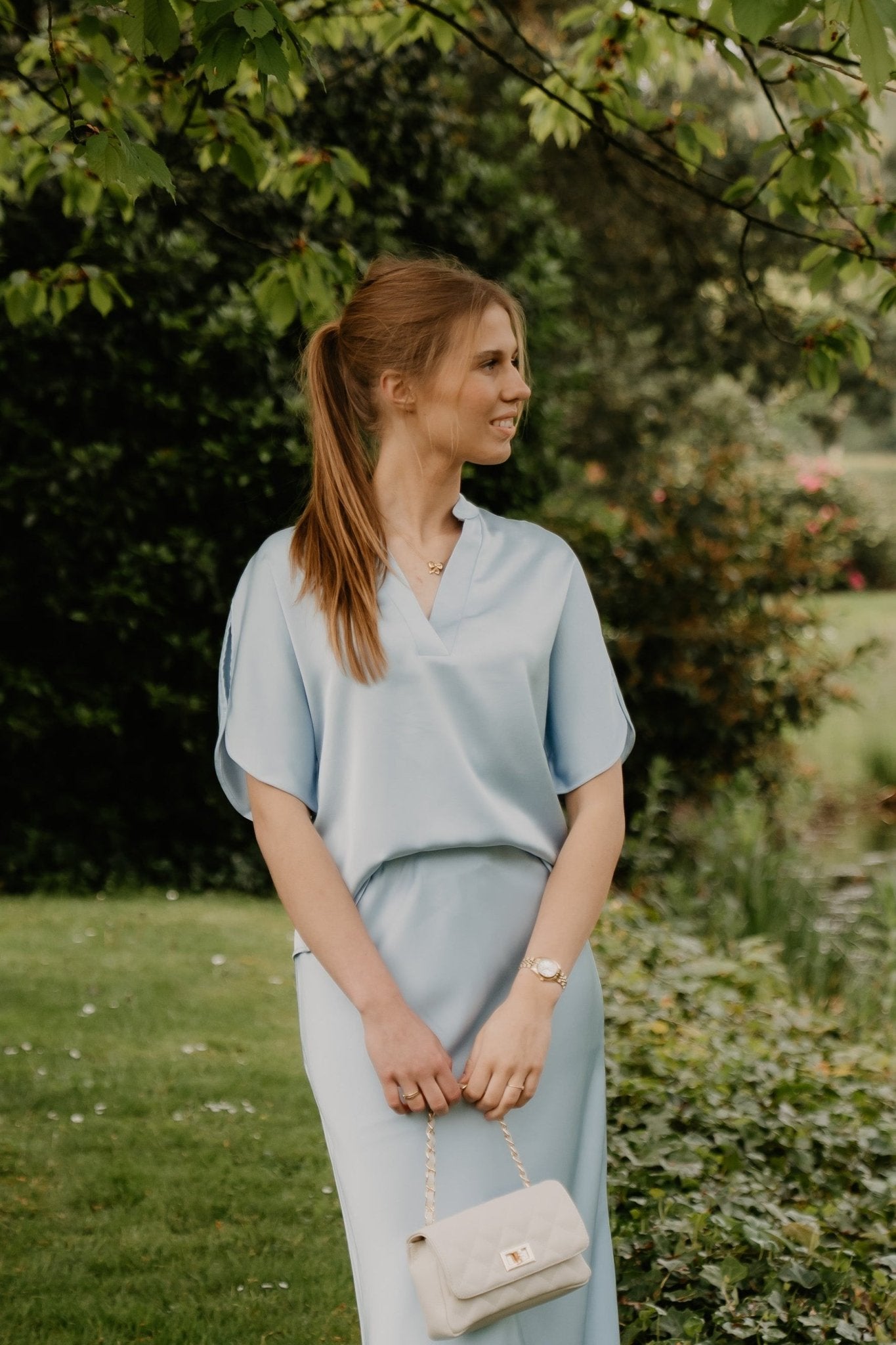 Anelle Heavy Sateen Blouse Light Blue - Bij Keesje - Neo Noir - Blouse