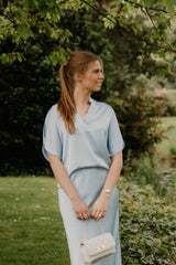 Anelle Heavy Sateen Blouse Light Blue