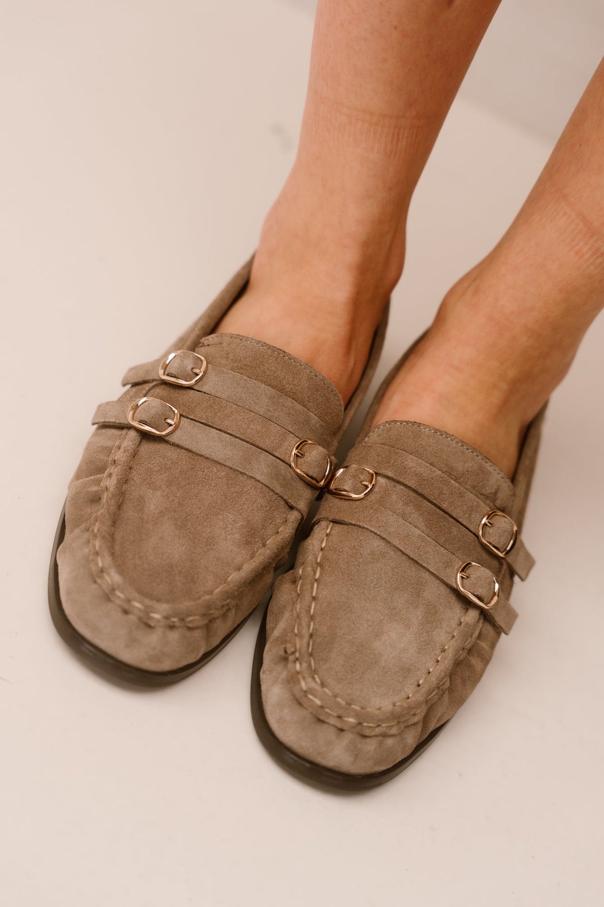 Anica 3-d suede loafer taupe - Bij Keesje - Tango - Schoenen