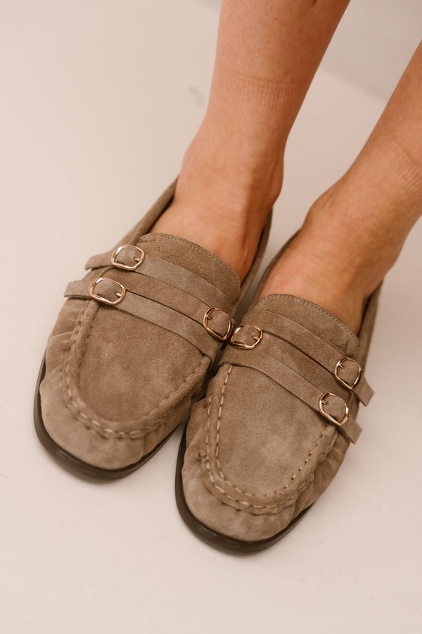 Anica 3-d suede loafer taupe - Bij Keesje - Tango - Schoenen