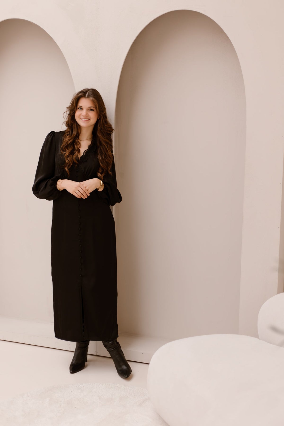 Anio heavy sateen dress black - Bij Keesje - Neo Noir