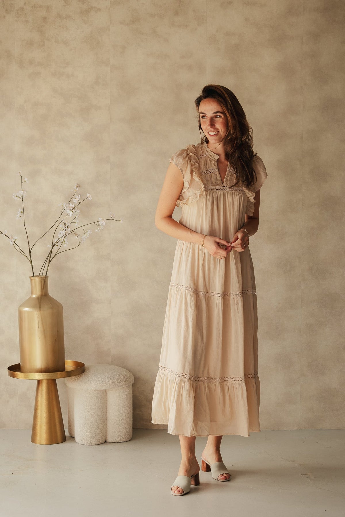 Ankita voile dress sand - Bij Keesje