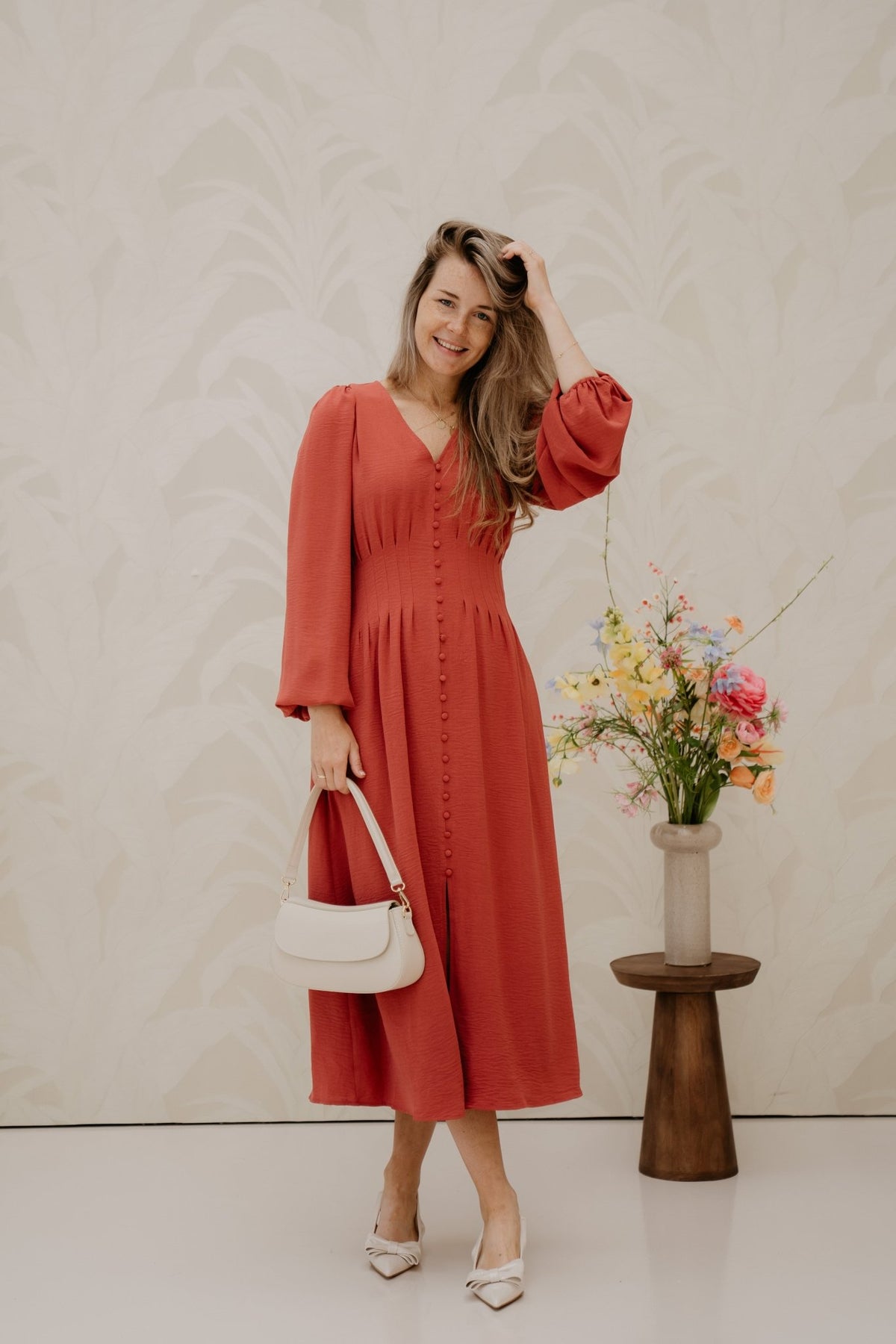 Annelie Solid Crepe Dress cherry pink - Bij Keesje - Neo Noir - Jurk