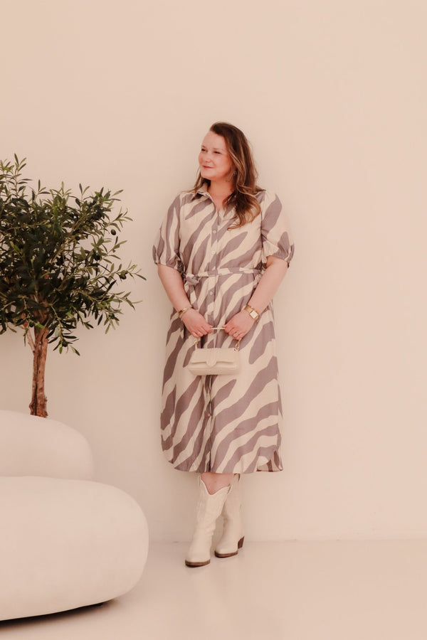 Anniston dress Sand/Zinc - Bij Keesje - exxcellent - Jurk