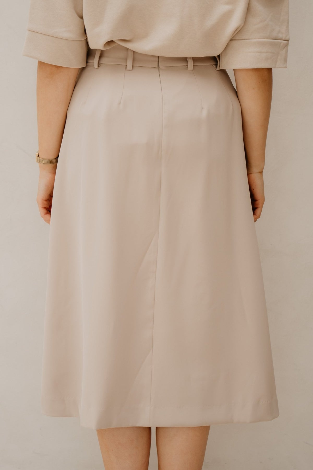 AnyaCC Midi Pleat Skirt Sand - Bij Keesje - Co'couture - rok