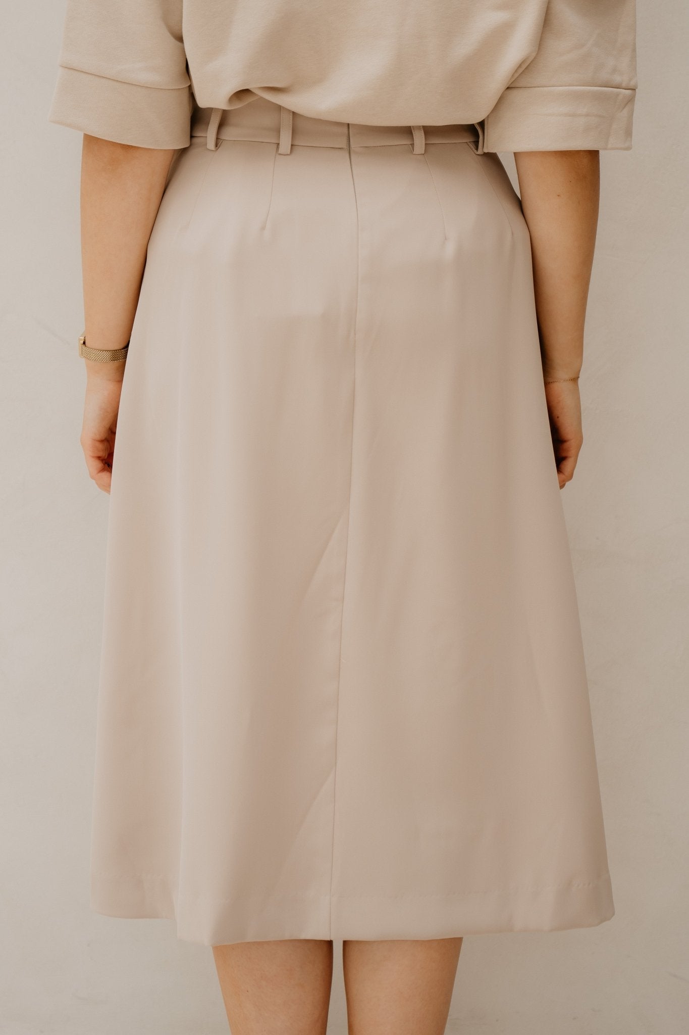 AnyaCC Midi Pleat Skirt Sand - Bij Keesje - Co'couture - rok