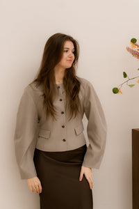 Aranti Structure Curve Jacket Warm Grey - Bij Keesje - Neo Noir
